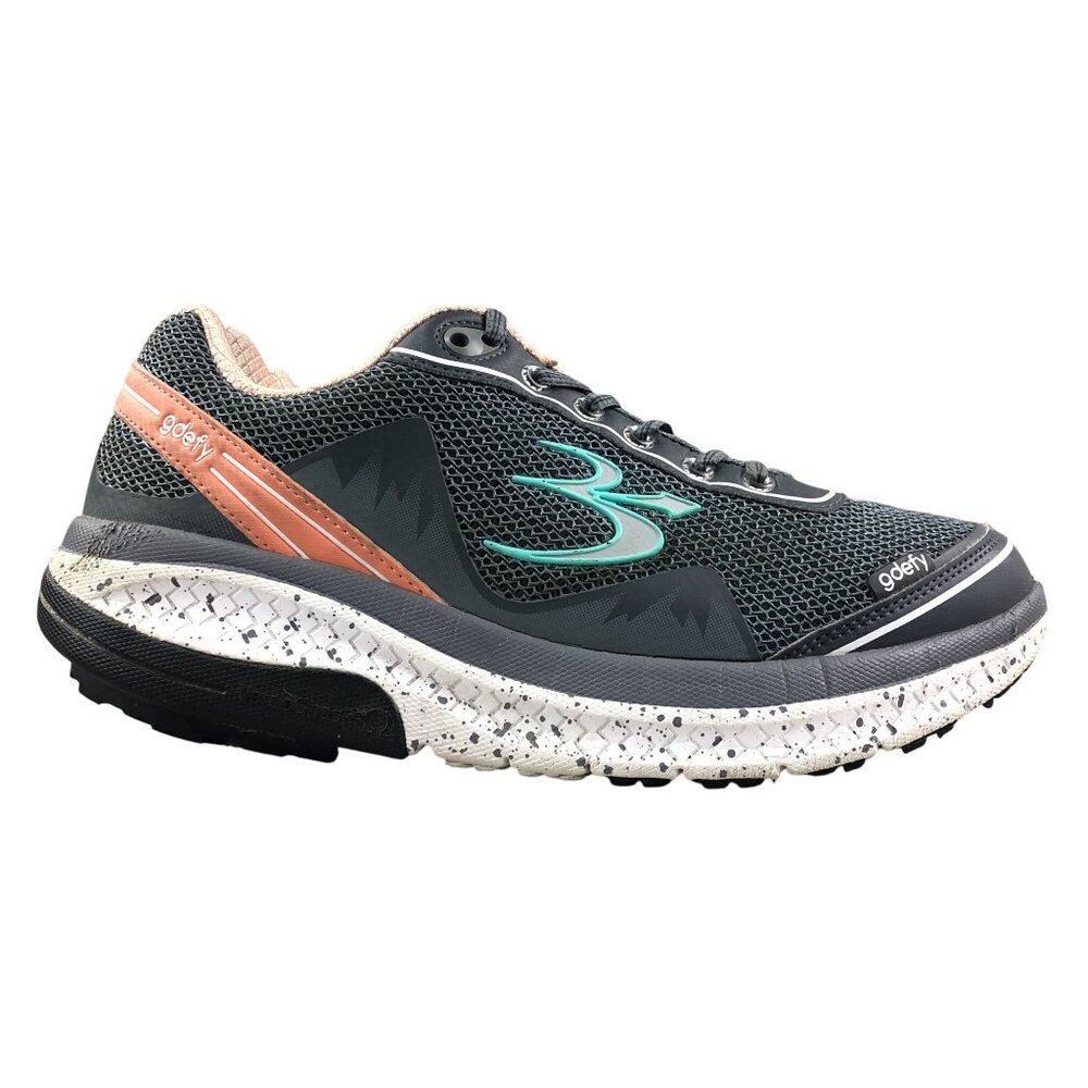 Gravity Defyer Women's Size 9.5 Mighty Walk Gray Salmon Lace-Up Sneakers Shoes